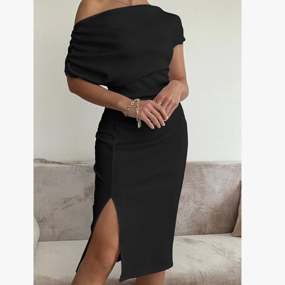 Black midi dress